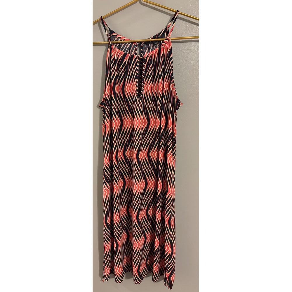 Banana Republic Womens Small Pink Navy Blue Chevron Geometric Halter Shift Dress
